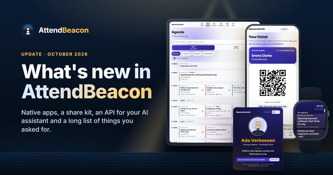 What's new in AttendBeacon: native apps, a share kit, an API and a lot of your ideas